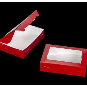 10″ x 7″ x 2 1/2″ Red/White Box with Window Each