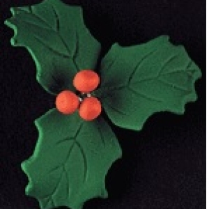 Holly with Berries Gum Paste 2 1/2″ each