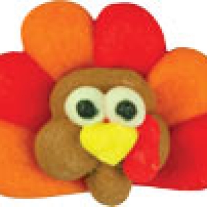 Mini Turkey Head with Feathers Royal Icing 1″ 6 count