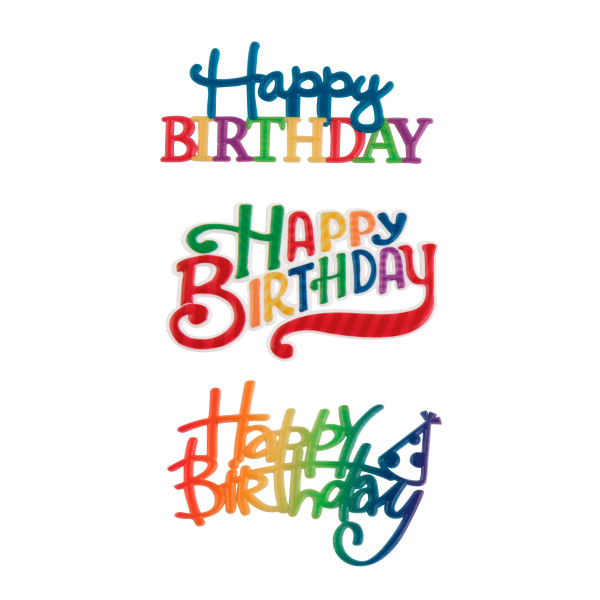 Birthday Script Rainbow 2 1/2" Each