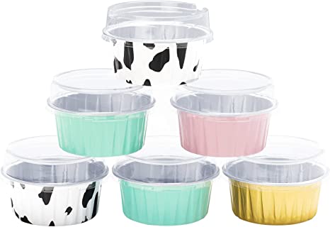 Cow Print Mini Foil Round Pans with Lids 6 count