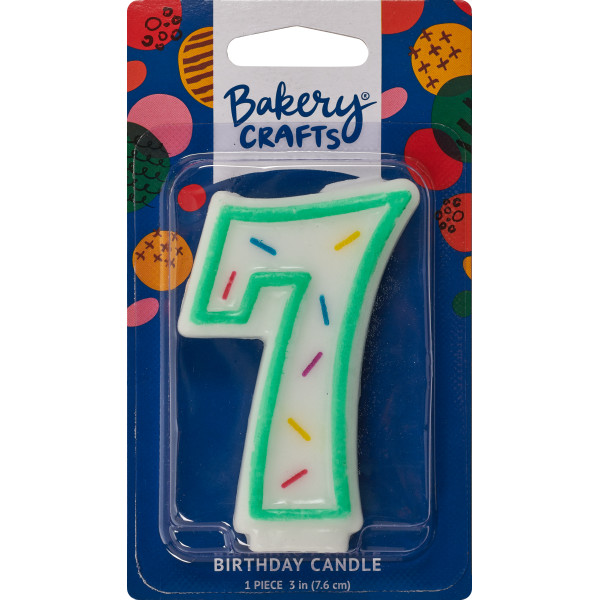 #7 Sprinkle Number Candle 3" Each