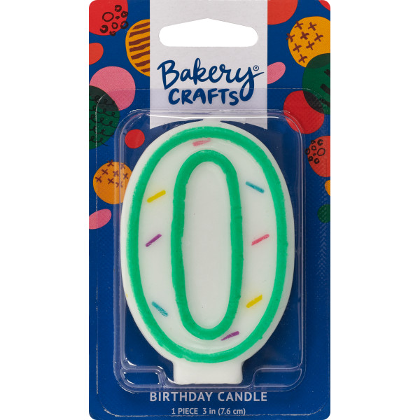 #0 Sprinkle Number Candle 3" Each