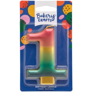 #1 Metallic Number Candle 3″ Each