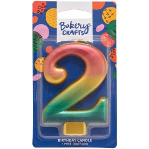 #2 Metallic Number Candle 3″ Each