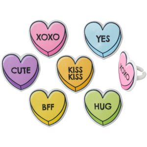 Candy Hearts Cupcake Rings 12 count