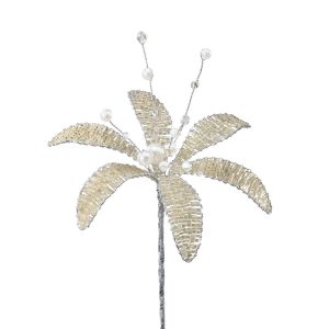 Jeweled Flower Silver 5″ Each