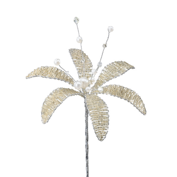Jeweled Flower Silver 5" Each