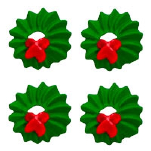 Tiny Christmas Wreaths 5/8″ Royal Icing 12 count