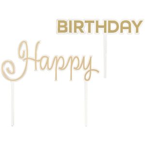 Happy Birthday Gold Vertical Layon 2 count