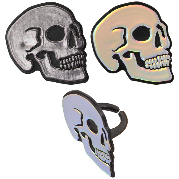 Metallic Skull Rings 12 count