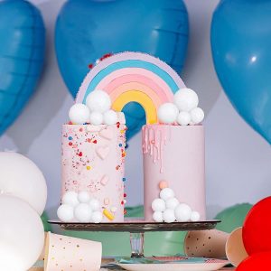 White Mini Balloon Cake Topper Glitter Foam Ball Cake Picks Decorations 10 CT