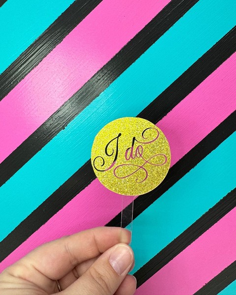I Do Script Gold Glitter Acrylic Cupcake Topper 12 count
