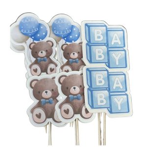 Baby Boy Bear Cupcake Picks 12 count