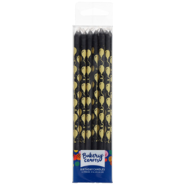 Black with Gold Balloons Print 12 Candles