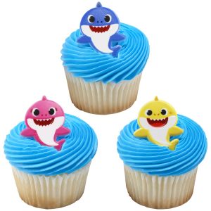 Baby, Mommy and Daddy Shark Cupcake Rings  12 count