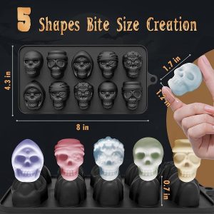 Skull Silicone Mold 10 Cavities (5 Shapes) Each