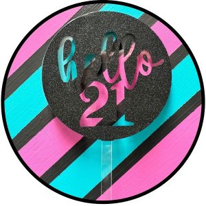 Hello 21 Black Glitter Acrylic Cake Topper each