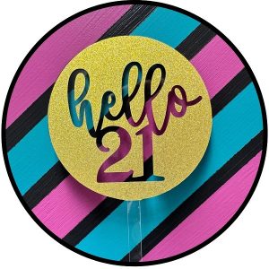 Hello 21 Gold Glitter Acrylic Cake Topper each