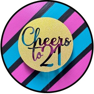 Cheers to 21 Gold Glitter Acrylic Cake Topper each