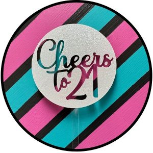 Cheers to 21 White Glitter Acrylic Cake Topper each