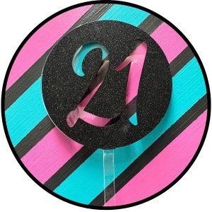 Script 21 Black Glitter Acrylic Cake Topper each