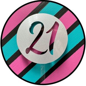 Script 21 Silver Glitter Acrylic Cake Topper each