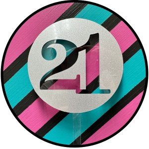 Block 21 Silver Glitter Acrylic Cake Topper each