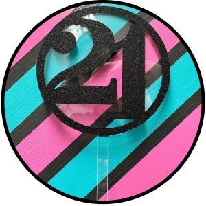 Block Outline 21 Black Glitter Acrylic Cake Topper each