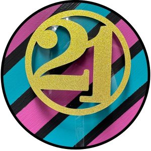 Block Outline 21 Gold Glitter Acrylic Cake Topper each