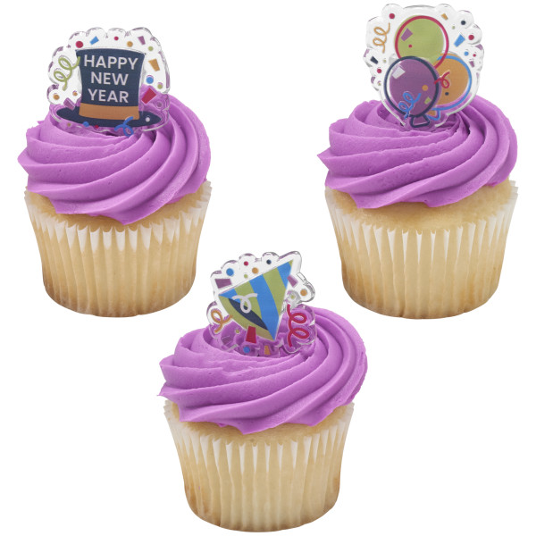 Happy New Year Confetti Cupcakes Rings 12 count