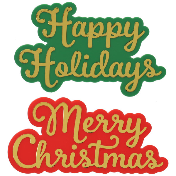 Holiday Sayings Metallic Layon 2 count