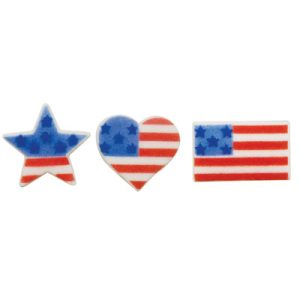 American Flag Assortment Dec-Ons 1 1/2″ – 2″ 10 count