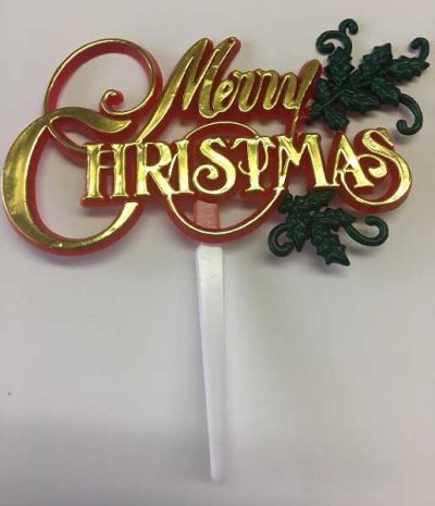 Merry Christmas Pick  4 1/4" x 2 1/4" Each