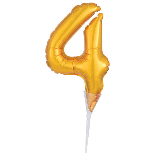 Self Inflatable Gold Numeral 4 DecoPics Each