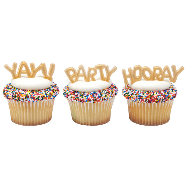 Gold Balloon Words Mini Layon 12 count