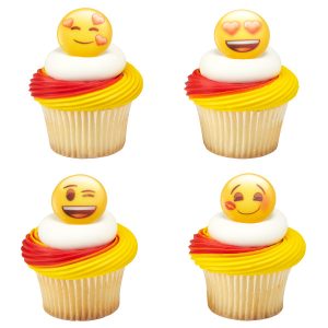Emoticon (Emoji) Heart Rings 12 count