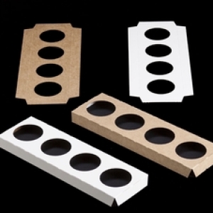 13″ x 4″ x 7/8″ Reversible White/Brown 4 CT one Row Cupcake Insert Each