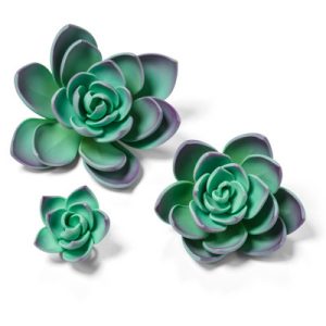 Gum Paste Purple Succulents 3 count