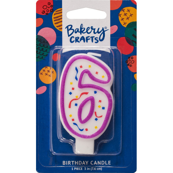 #6 Party Purple Number Candle 3" Each