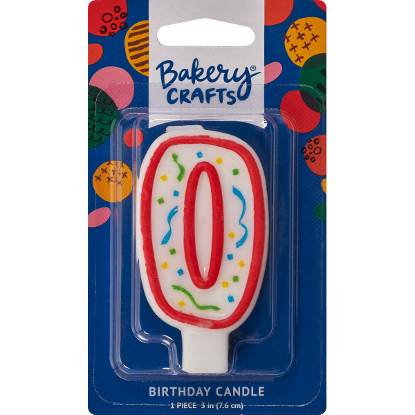 #0 Party Red Number Candle 3" Each