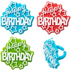 Happy Birthday Star Rings 12 count