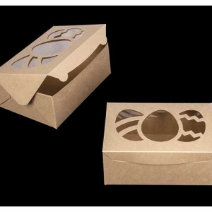 10″ x 7″ x 4″ Brown/Brown Easter Egg  Box with Window Each