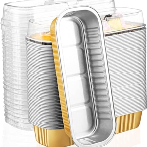 Gold Oblong Foil Pan with Lid 6 count