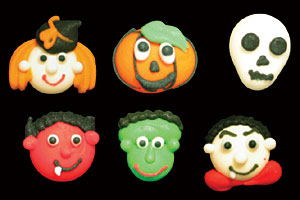 Mini Halloween Faces Assorted Royal Icing 1/2 inch- 3/4inch 12 count