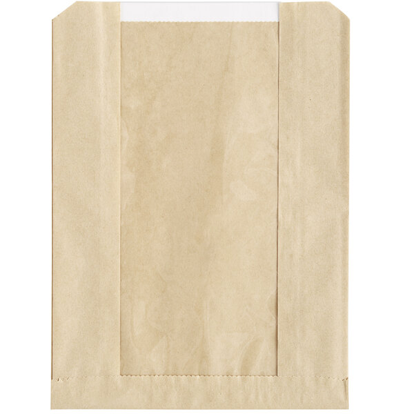 Kraft Grease Resistant Window Cookie/Bakery Bag/Pouch 6 1/2" x 2" x 8 1/2" 12 Count - Image 2