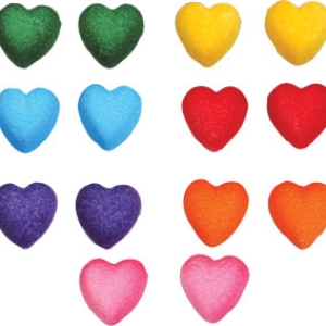 Mini Assorted Color Hearts 1/2 inch Sugar Decorations 21 count