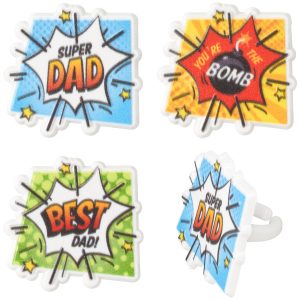 Super Dad Assortment Cupake Rings 12 count