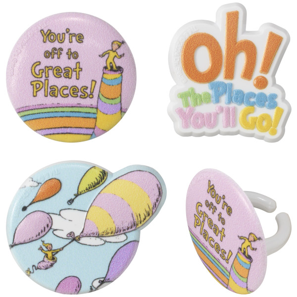 Oh, The Places You'll Go; Onward We Go Cupcake Rings 12 count