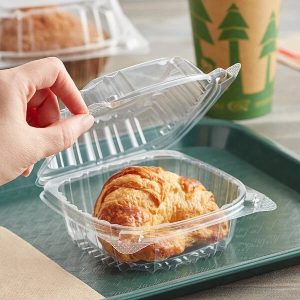 5 3/8″ x 5 1/4″ x 2 5/8″ Hinged Container Each
